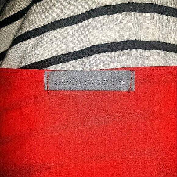 Olivia Moon Top Multicolor Women Ruched Striped Size Large Short Sleeves - Picture 5 of 8